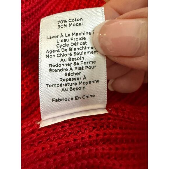 Talbots Plus Red Chevron  Stitch  Split Neck Size 2X - Picture 7 of 9